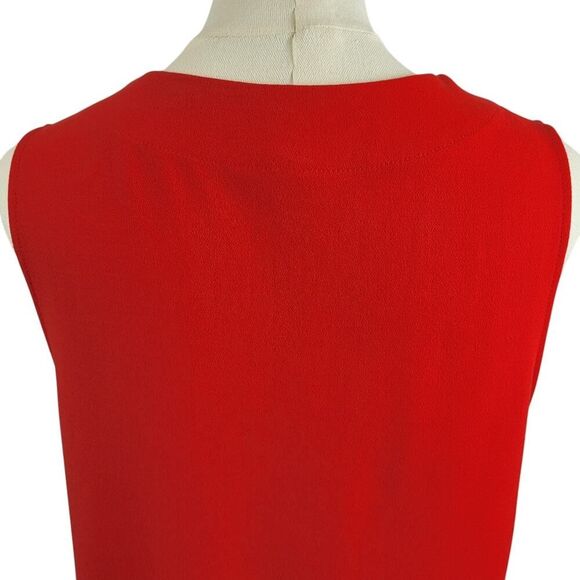 GAP Size 6 Vibrant Red Shift Dress Sleeveless Split Neck Red Zippered Pockets - Picture 8 of 11